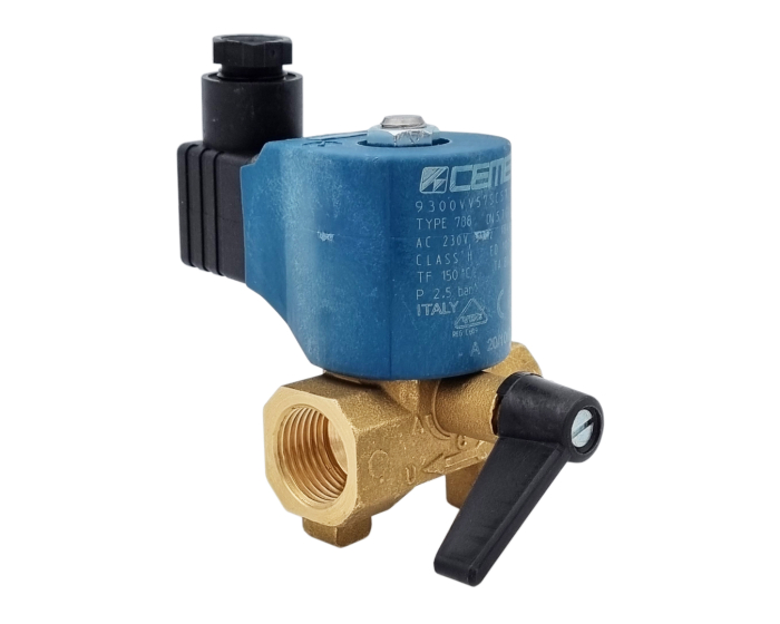 Brass solenoid valve ECM 93 1/2'' direct acting normally closed 24V DC